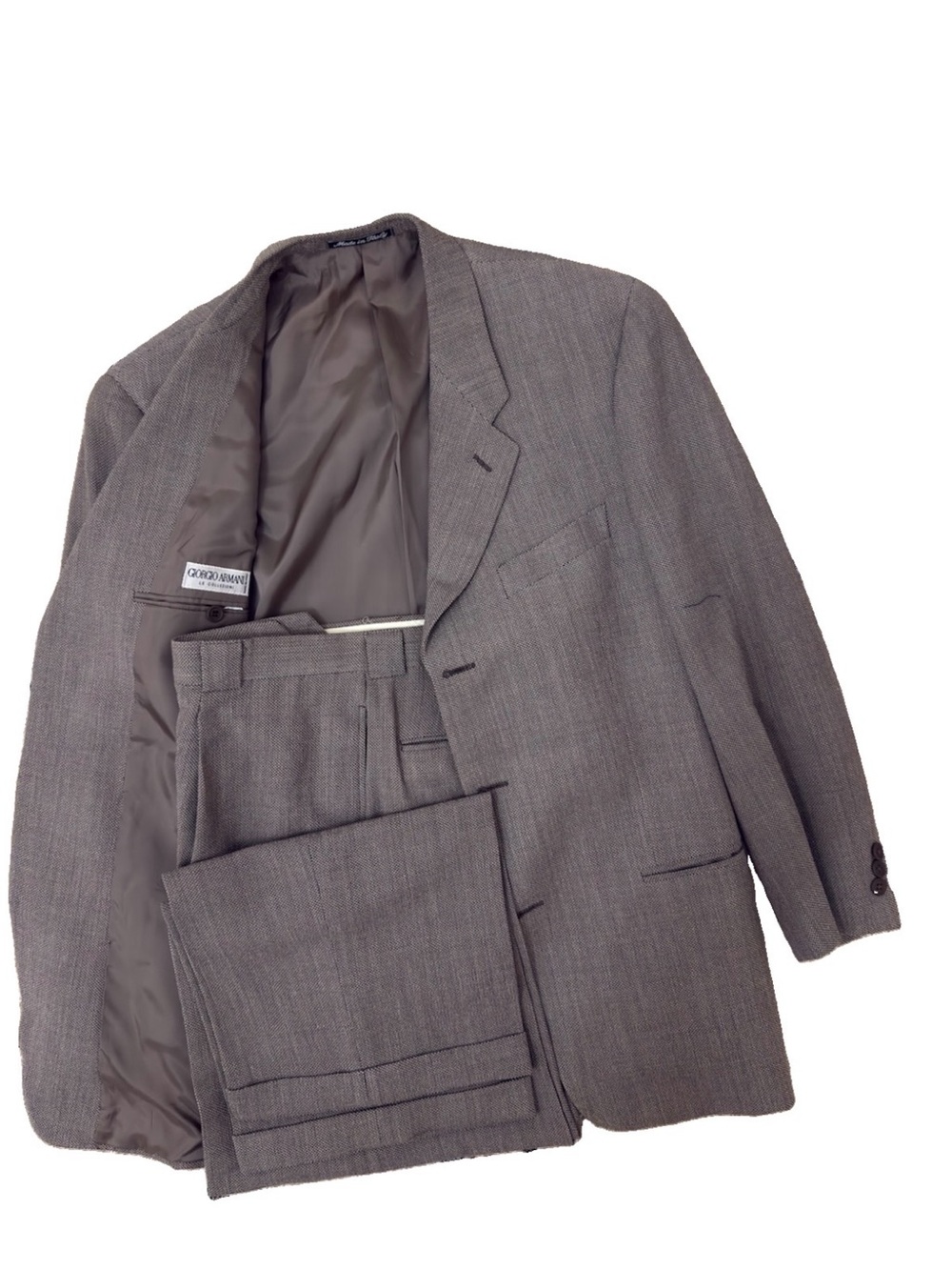 VTG 80’s Giorgio Armani Collezioni Suit 38S Made Italy Virgin Wool White Label